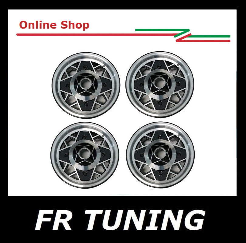 KIT 4 CERCHI MILLEMIGLIA NERI DIAMANTATI 4x98 FIAT 500