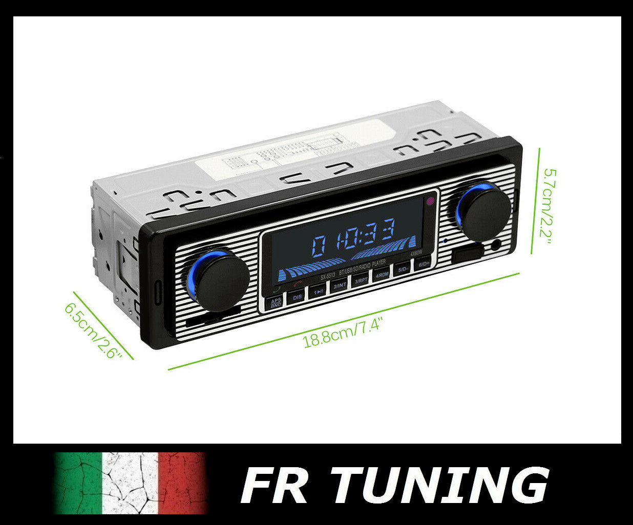 AUTORADIO VINTAGE FIAT 500 126 600 EPOCA USB SD RADIO