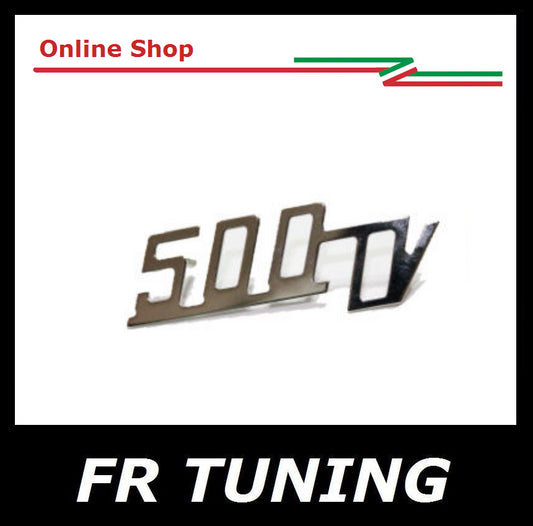 SCRITTA CROMATA GIANNINI 500TV PER COFANO MOTORE 8,8 X 3 CM FIAT 500